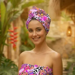 TOALLA PARA CABELLO FLOR ABSTRACTA